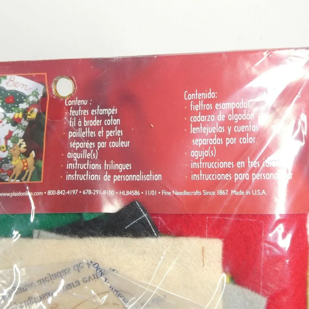 Bucilla Felt Christmas Stocking Kit Santa’s Friends 84586 SEALED UNUSED NOS
